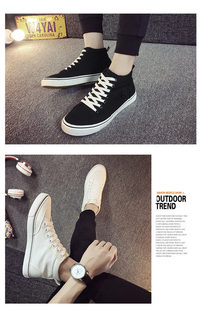 Mens Fashion Sneakers Breathable Male Canvas Shoes Flat High top Men's Casual Shoes Cool Brand Men Sneakers KA136