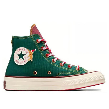 Converse 1970s versatile, wear-resistant, waterproof, lightweight, high top canvas shoes for both men and women, green color