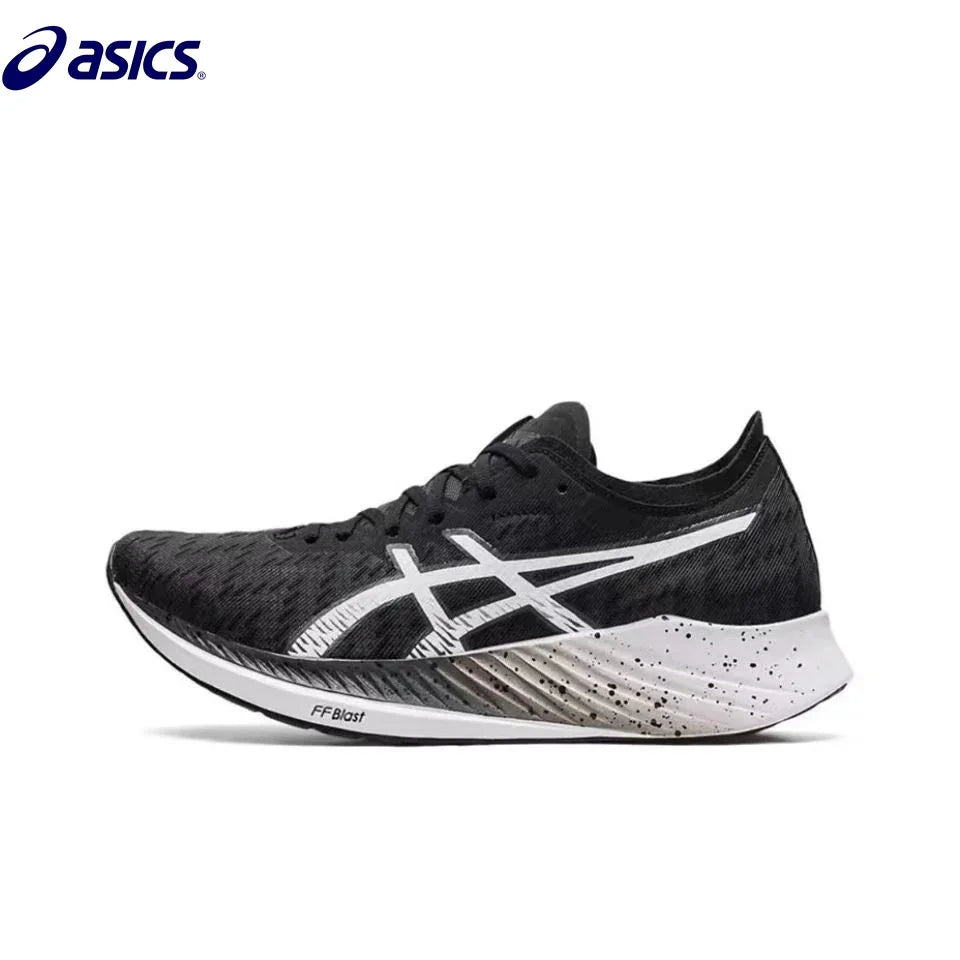 Asics Metaracer 1.0 Racing Mesh Fabric Low-cut Carbon Plate Training Running Shoes for Men Black and White