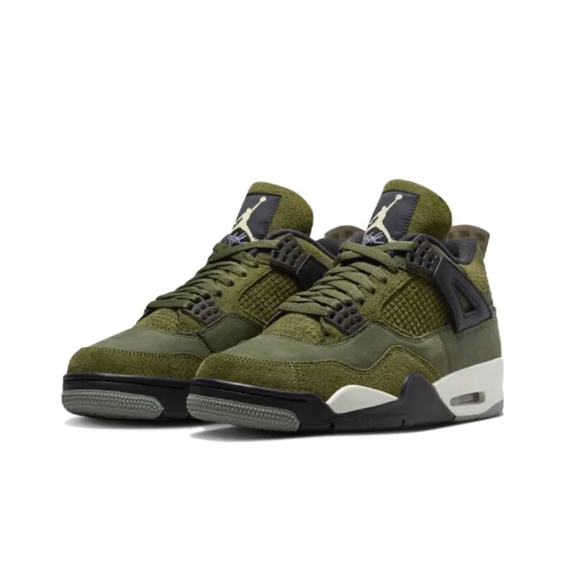 Nike Air Jordan 4 AJ4 Men's Military Green Basketball Shoes.