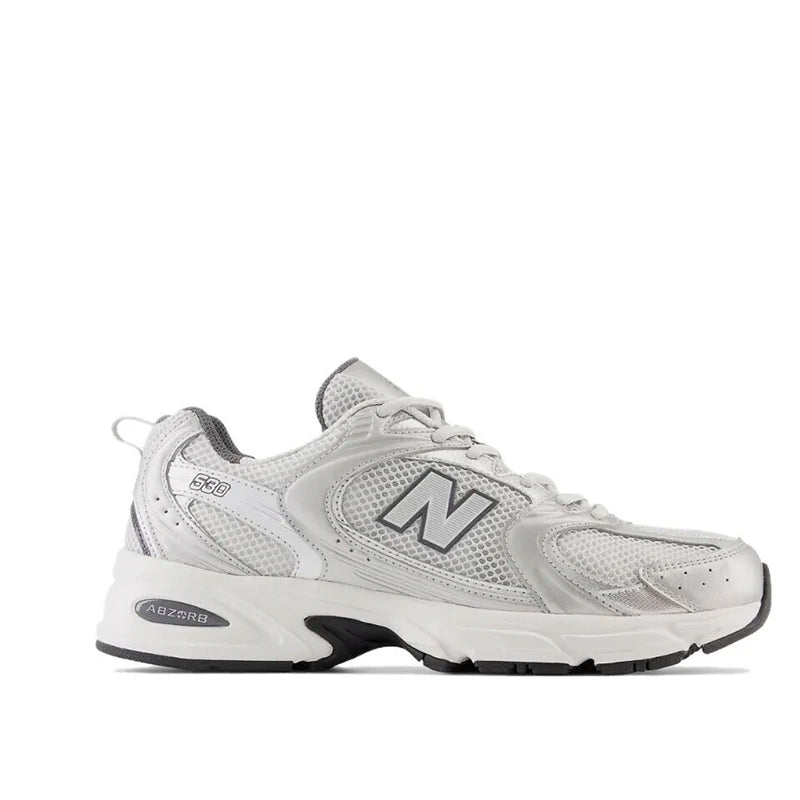 Original New Balance NB 530 Classic Vintage Mesh Stoff Kunstleder Casual Herren und Damen Laufschuhe Weiß Silber MR530SG