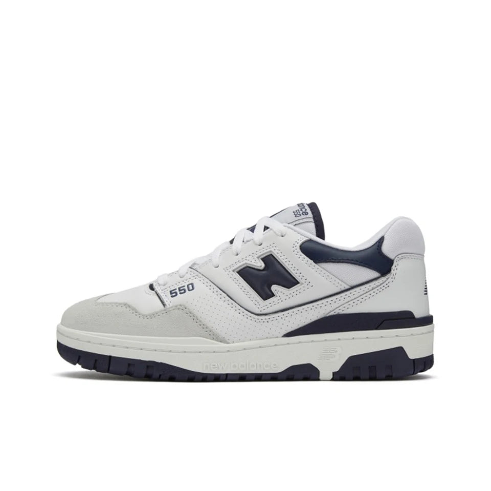 Original New Balance NB 550 Classic Vintage Kunstleder Casual Herren- und Damen-Laufschuhe Weiß Silber BB550PWA