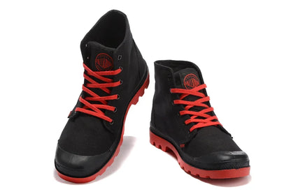 PALLADIUM Pampa Classic Black and red Canvas Shoe Ankle Botas Cowboy Sneakers Boots Fashion Canvas Walking Shoes 40-45