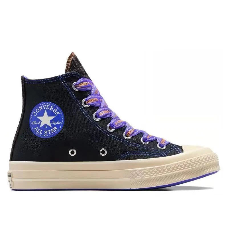 Converse 1970s Wear resistant, shock-absorbing, anti slip high top canvas shoes for both men and women, black purple color