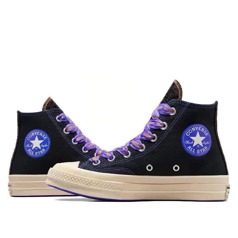 Converse 1970s Wear resistant, shock-absorbing, anti slip high top canvas shoes for both men and women, black purple color