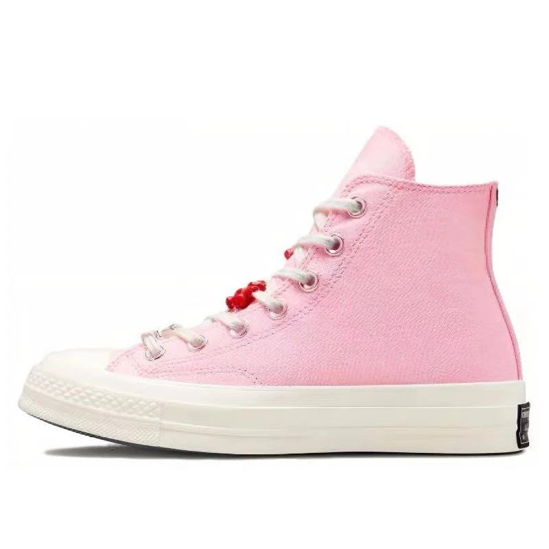 Converse 1970s simple comfortable anti slip wear-resistant high top canvas shoes for women, pink