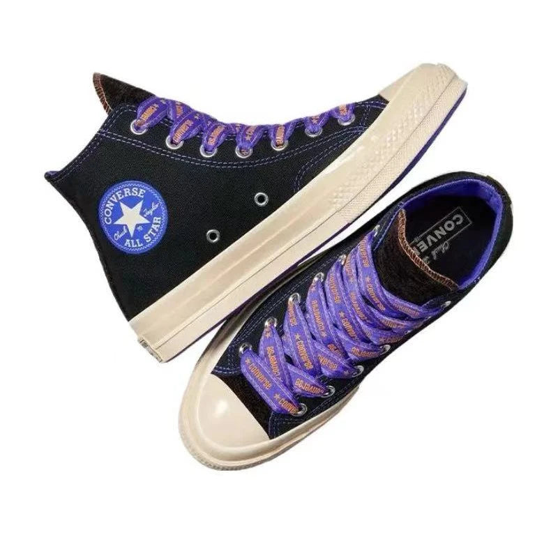 Converse 1970s Wear resistant, shock-absorbing, anti slip high top canvas shoes for both men and women, black purple color