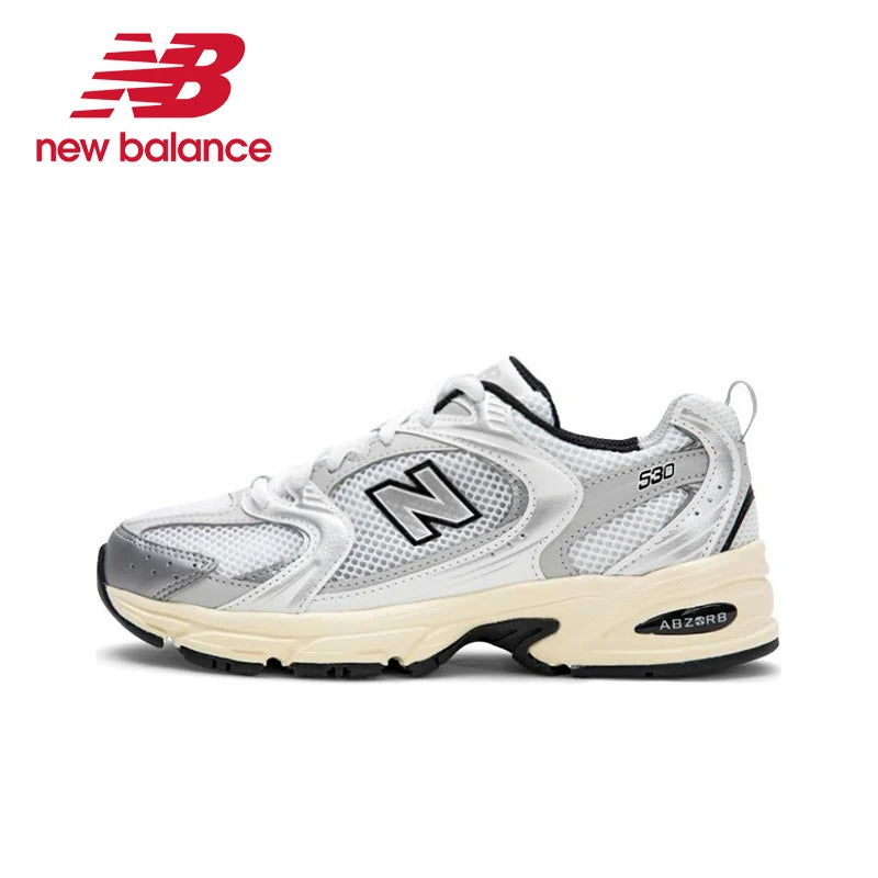 Original New Balance NB 530 Classic Vintage Mesh Stoff Kunstleder Casual Herren und Damen Laufschuhe Weiß Silber MR530SG