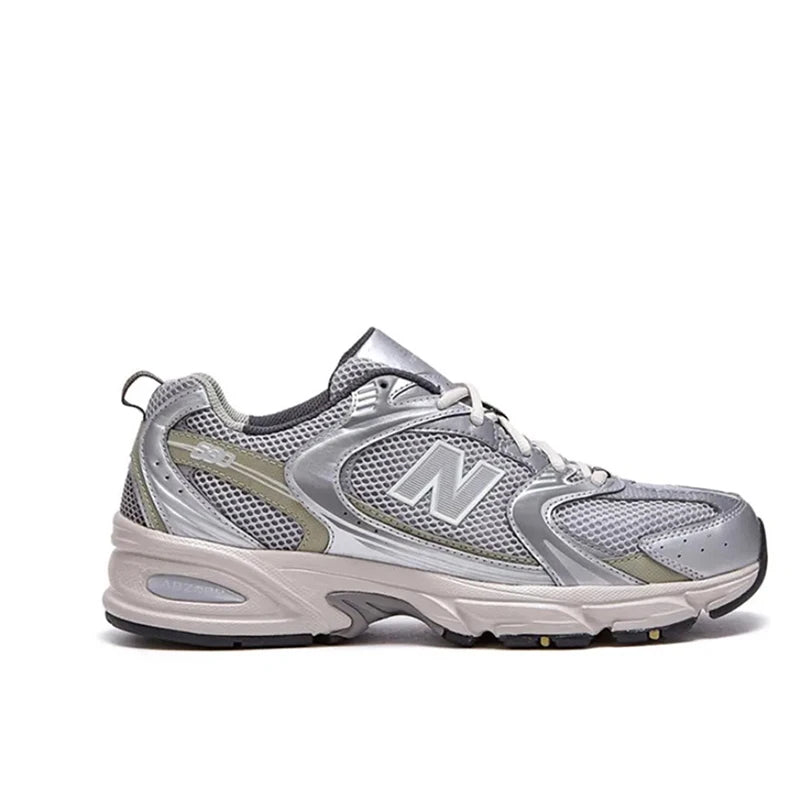 Original New Balance NB 530 Classic Vintage Mesh Stoff Kunstleder Casual Herren und Damen Laufschuhe Weiß Silber MR530SG