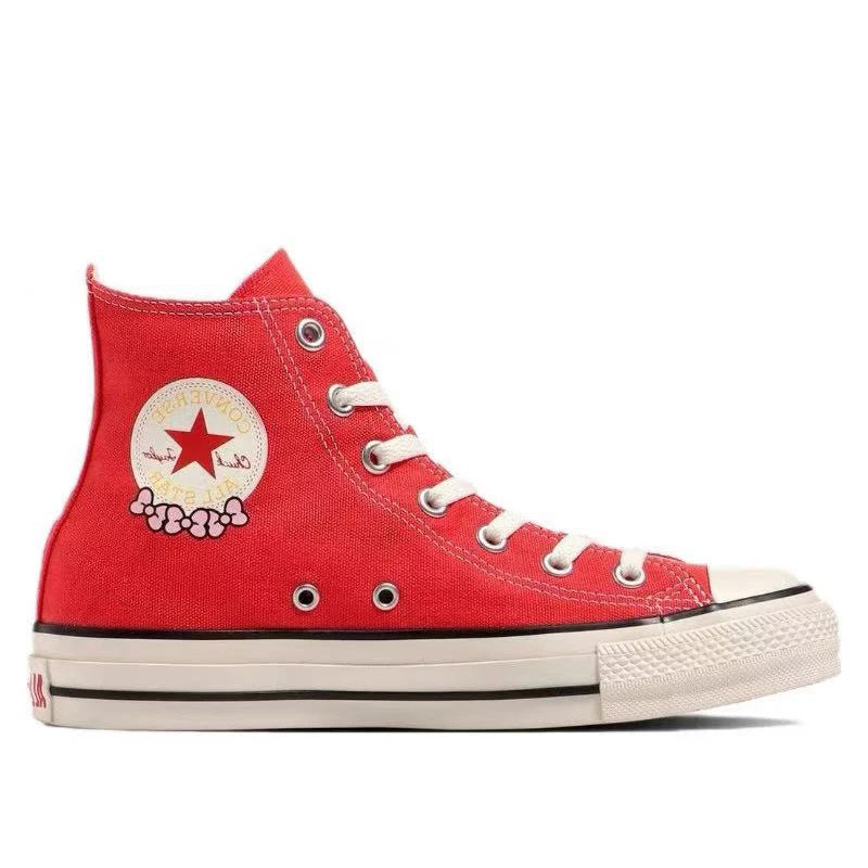 Sanrio/=Liou xConverse All Star Hello Kitty Cute Daily Wear resistant Lightweight High top Canvas Shoes for Women