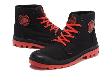 PALLADIUM Pampa Classic Black and red Canvas Shoe Ankle Botas Cowboy Sneakers Boots Fashion Canvas Walking Shoes 40-45