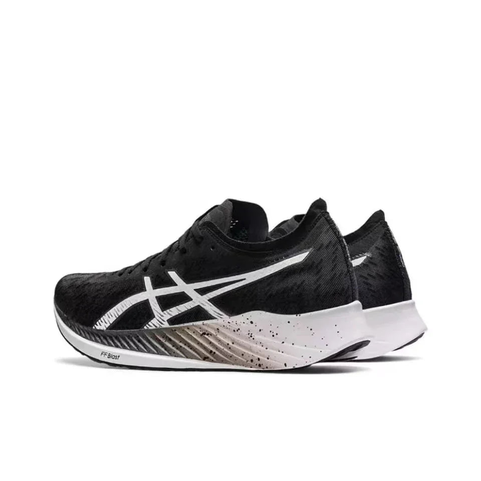 Asics Metaracer 1.0 Racing Mesh Fabric Low-cut Carbon Plate Training Running Shoes for Men Black and White