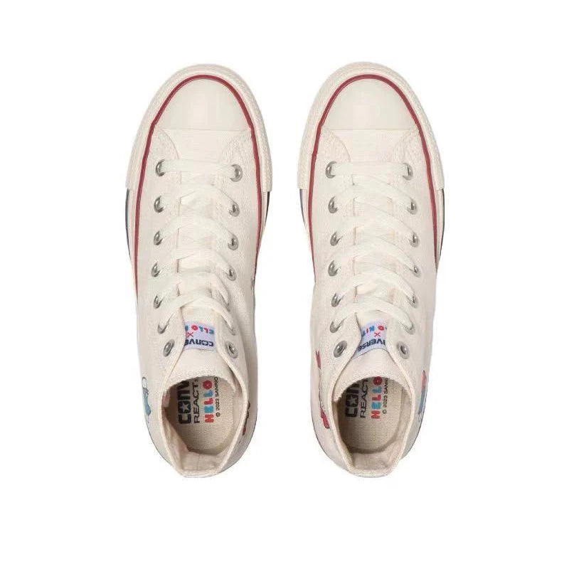 Sanrio/=Liou xConverse All Star Hello Kitty Cute Daily Wear resistant Lightweight High top Canvas Shoes for Women