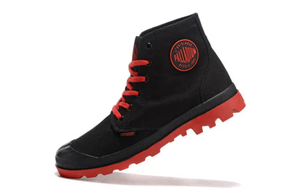 PALLADIUM Pampa Classic Black and red Canvas Shoe Ankle Botas Cowboy Sneakers Boots Fashion Canvas Walking Shoes 40-45