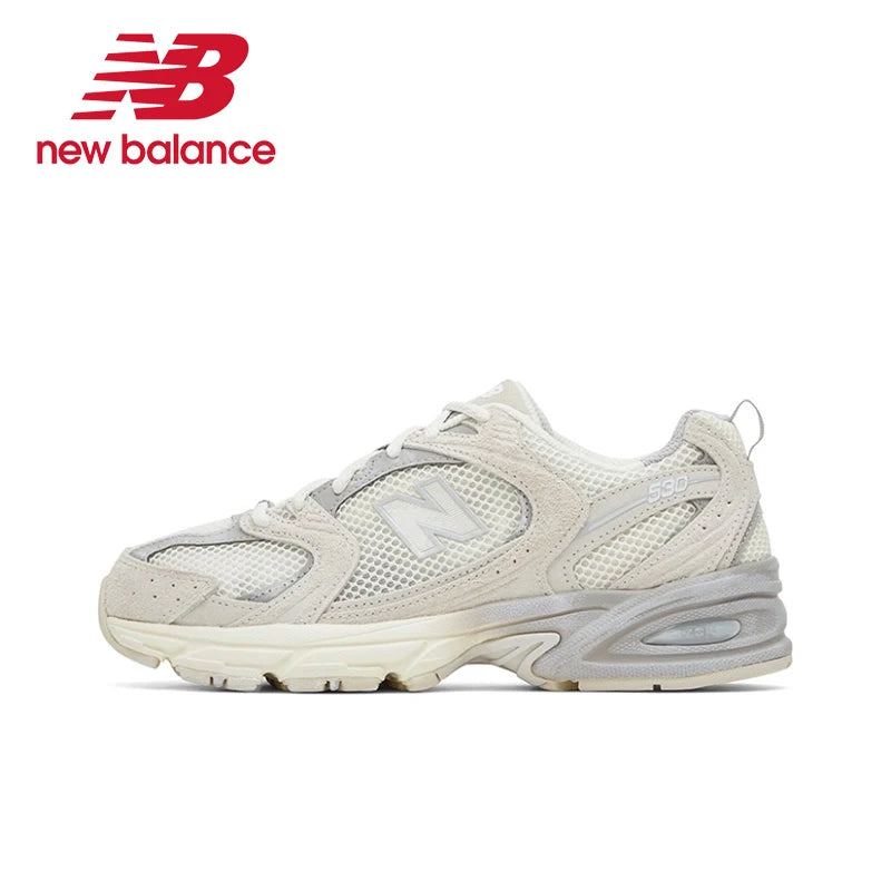 Original New Balance NB 530 Classic Vintage Mesh Stoff Kunstleder Casual Herren und Damen Laufschuhe Weiß Silber MR530SG