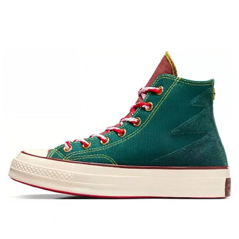 Converse 1970s versatile, wear-resistant, waterproof, lightweight, high top canvas shoes for both men and women, green color