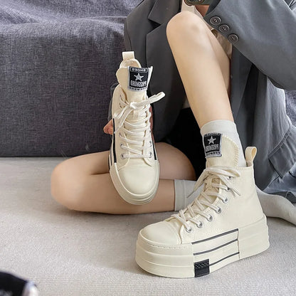 2024 Boat Women Canvas Sneakers Low Cut Casual Shoes Outdoor Sports Shoes Breathable Comfort Platform Shoes Air Cushion Sneakers