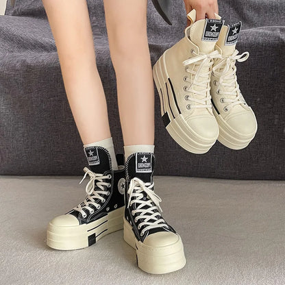 2024 Boat Women Canvas Sneakers Low Cut Casual Shoes Outdoor Sports Shoes Breathable Comfort Platform Shoes Air Cushion Sneakers