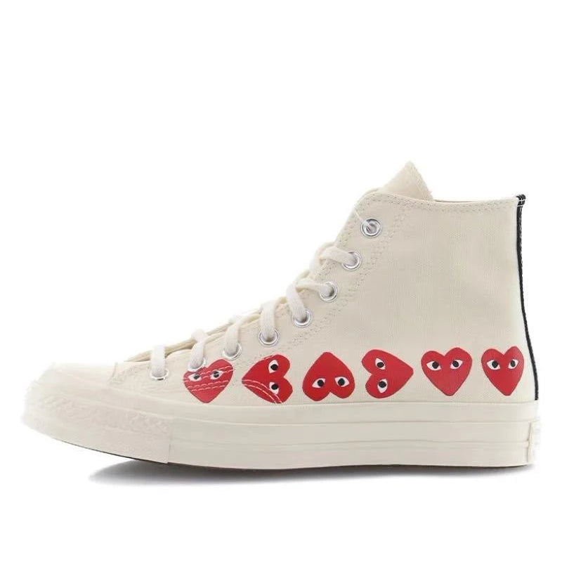 Converse 1970s Rei Kawakubo Red Heart String Label Anti slip Sweat Absorbing Low cut Canvas Shoes for Men and Women, Same Style