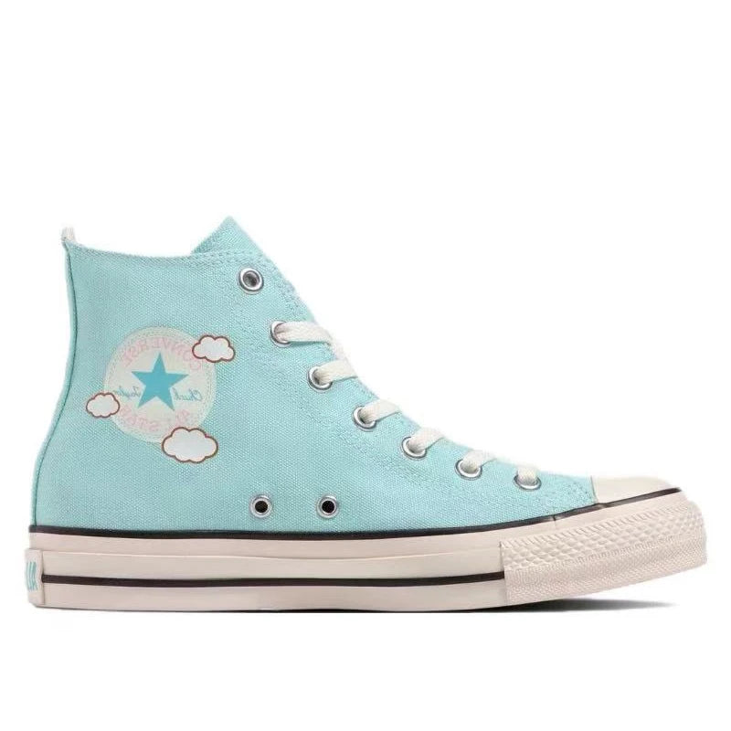 Sanrio/=Liou xConverse All Star Hello Kitty Cute Daily Wear resistant Lightweight High top Canvas Shoes for Women