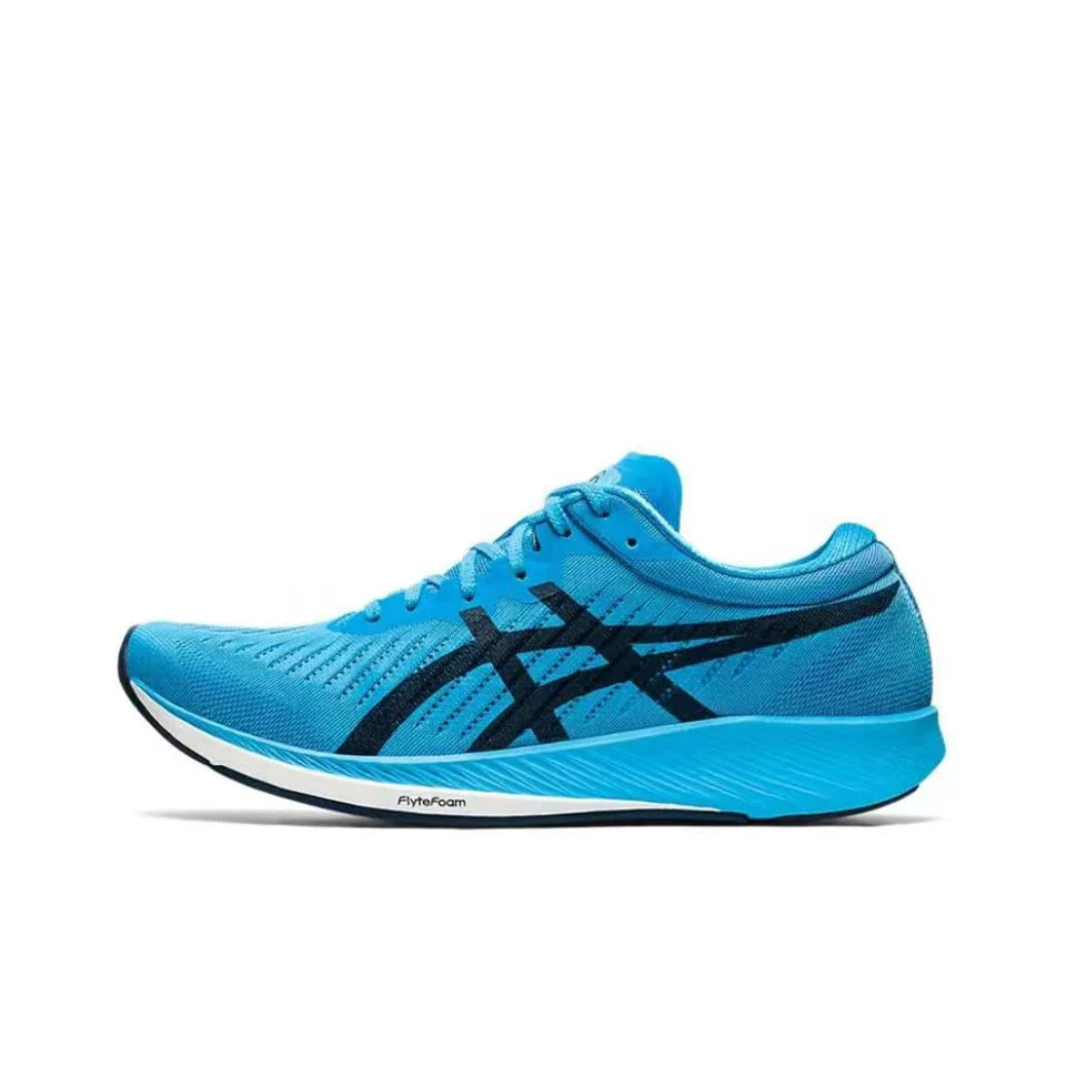 Asics Metaracer 1.0 Racing Mesh Fabric Low-Cut Carbon Plate Trainingslaufschuhe für Männer Grau Blau