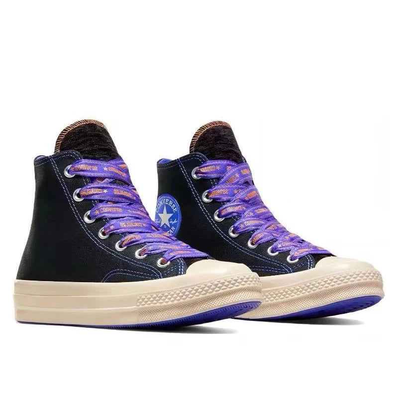 Converse 1970s Wear resistant, shock-absorbing, anti slip high top canvas shoes for both men and women, black purple color