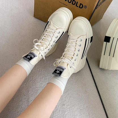 2024 Boat Women Canvas Sneakers Low Cut Casual Shoes Outdoor Sports Shoes Breathable Comfort Platform Shoes Air Cushion Sneakers