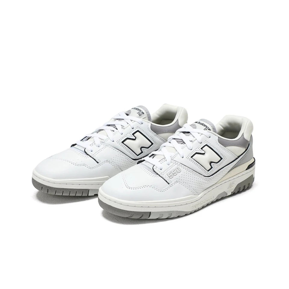 Original New Balance NB 550 Classic Vintage Kunstleder Casual Herren- und Damen-Laufschuhe Weiß Silber BB550PWA