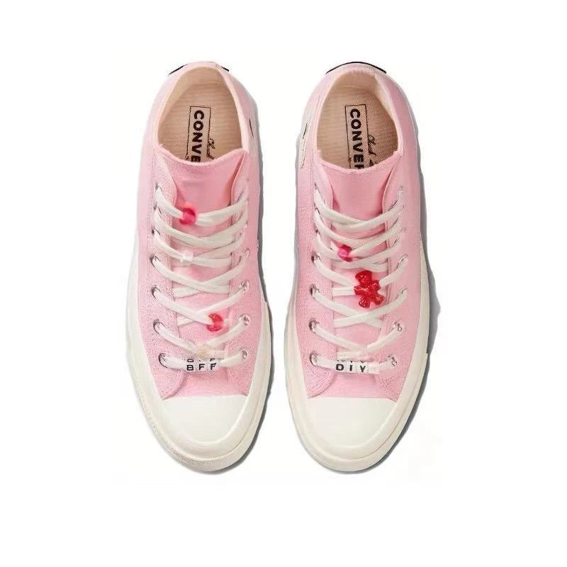 Converse 1970s simple comfortable anti slip wear-resistant high top canvas shoes for women, pink