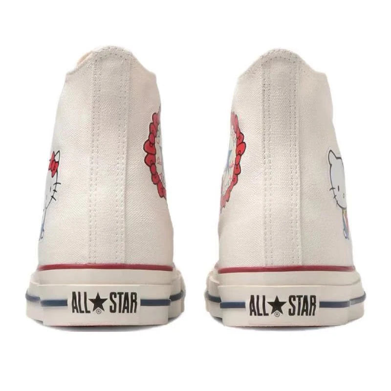 Sanrio/=Liou xConverse All Star Hello Kitty Cute Daily Wear resistant Lightweight High top Canvas Shoes for Women