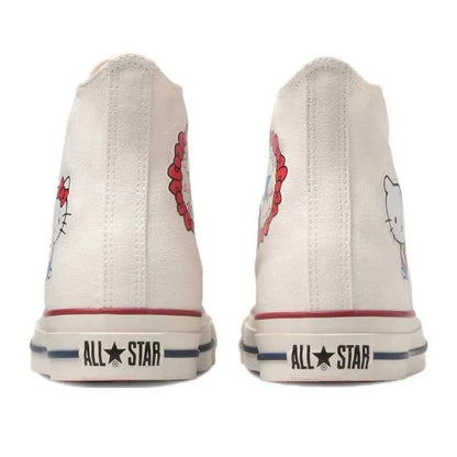 Sanrio/=Liou xConverse All Star Hello Kitty Cute Daily Wear resistant Lightweight High top Canvas Shoes for Women