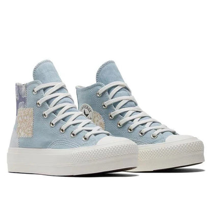 Converse A1l Star Lift lace up anti slip and wear-resistant high top canvas shoes for women, blue