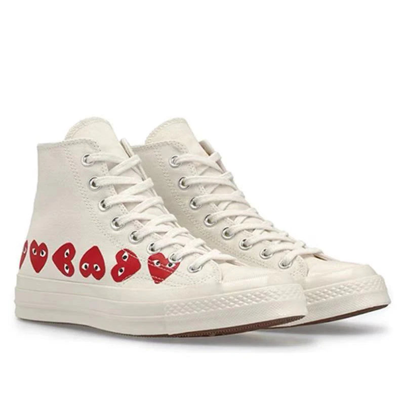 Converse 1970s Rei Kawakubo Red Heart String Label Anti slip Sweat Absorbing Low cut Canvas Shoes for Men and Women, Same Style