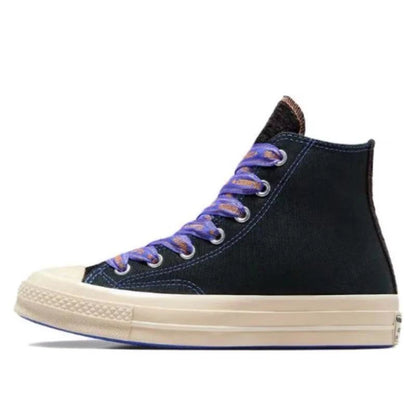 Converse 1970s Wear resistant, shock-absorbing, anti slip high top canvas shoes for both men and women, black purple color