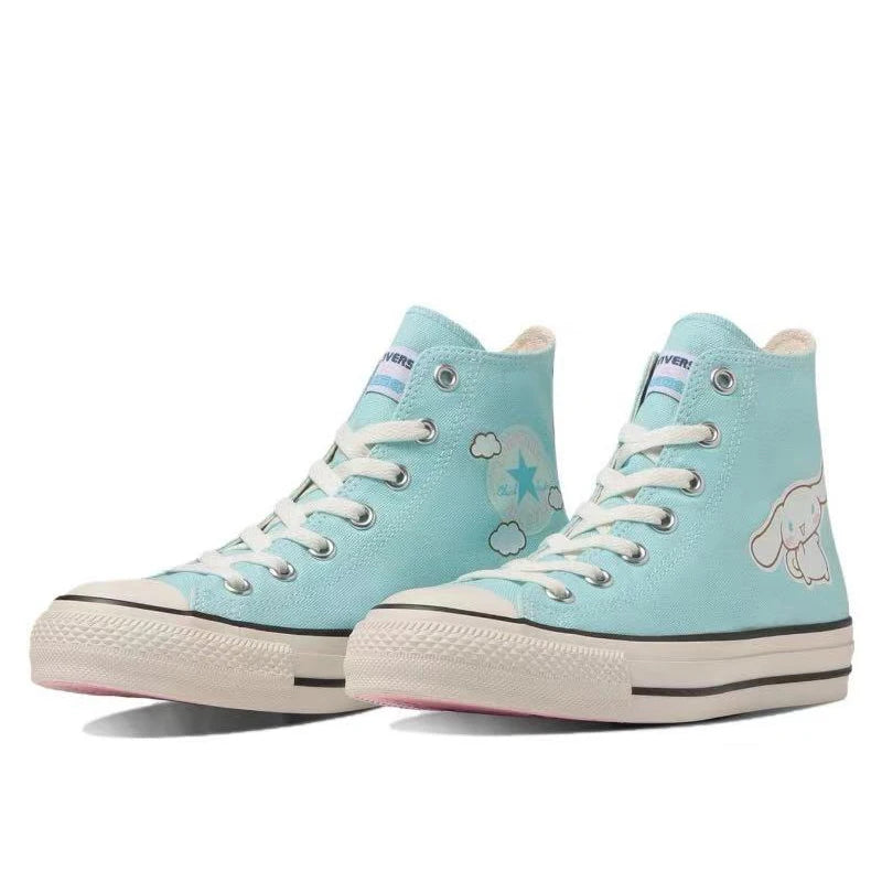 Sanrio/=Liou xConverse All Star Hello Kitty Cute Daily Wear resistant Lightweight High top Canvas Shoes for Women