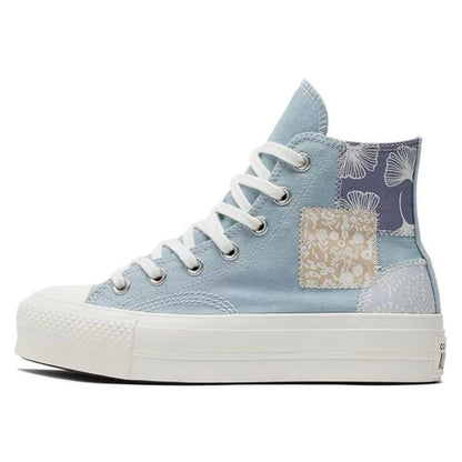 Converse A1l Star Lift lace up anti slip and wear-resistant high top canvas shoes for women, blue