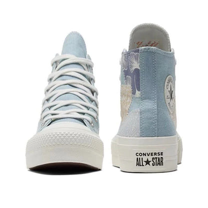 Converse A1l Star Lift lace up anti slip and wear-resistant high top canvas shoes for women, blue