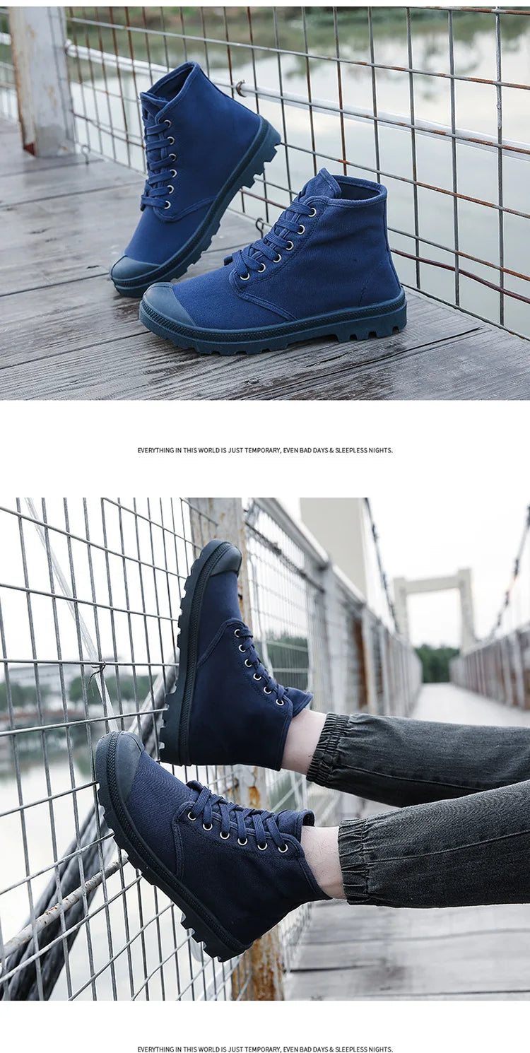 Men Canvas Sneakers High Top Casual Shoes Fashion Men's Work Shoes Male Brand Ankle Botas Tenis Masculino Size 39-46