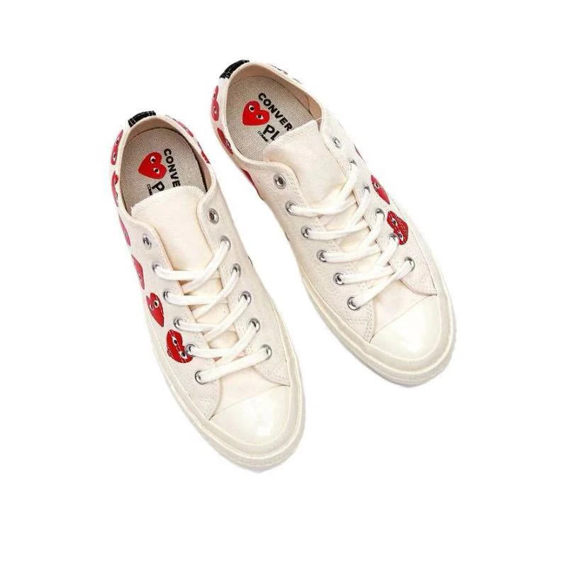 Converse 1970s Rei Kawakubo Red Heart String Label Anti slip Sweat Absorbing Low cut Canvas Shoes for Men and Women, Same Style