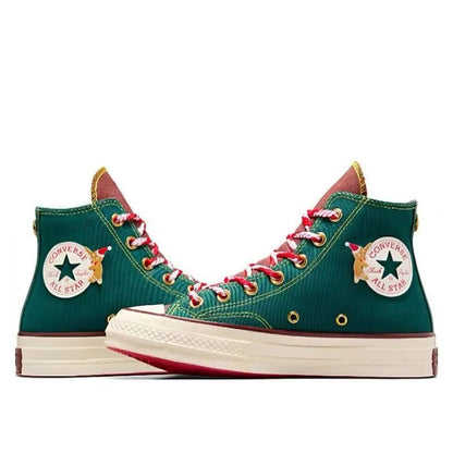 Converse 1970s versatile, wear-resistant, waterproof, lightweight, high top canvas shoes for both men and women, green color