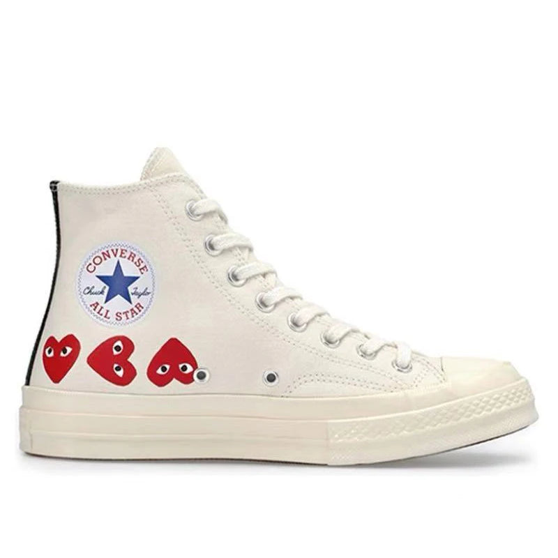 Converse 1970s Rei Kawakubo Red Heart String Label Anti slip Sweat Absorbing Low cut Canvas Shoes for Men and Women, Same Style