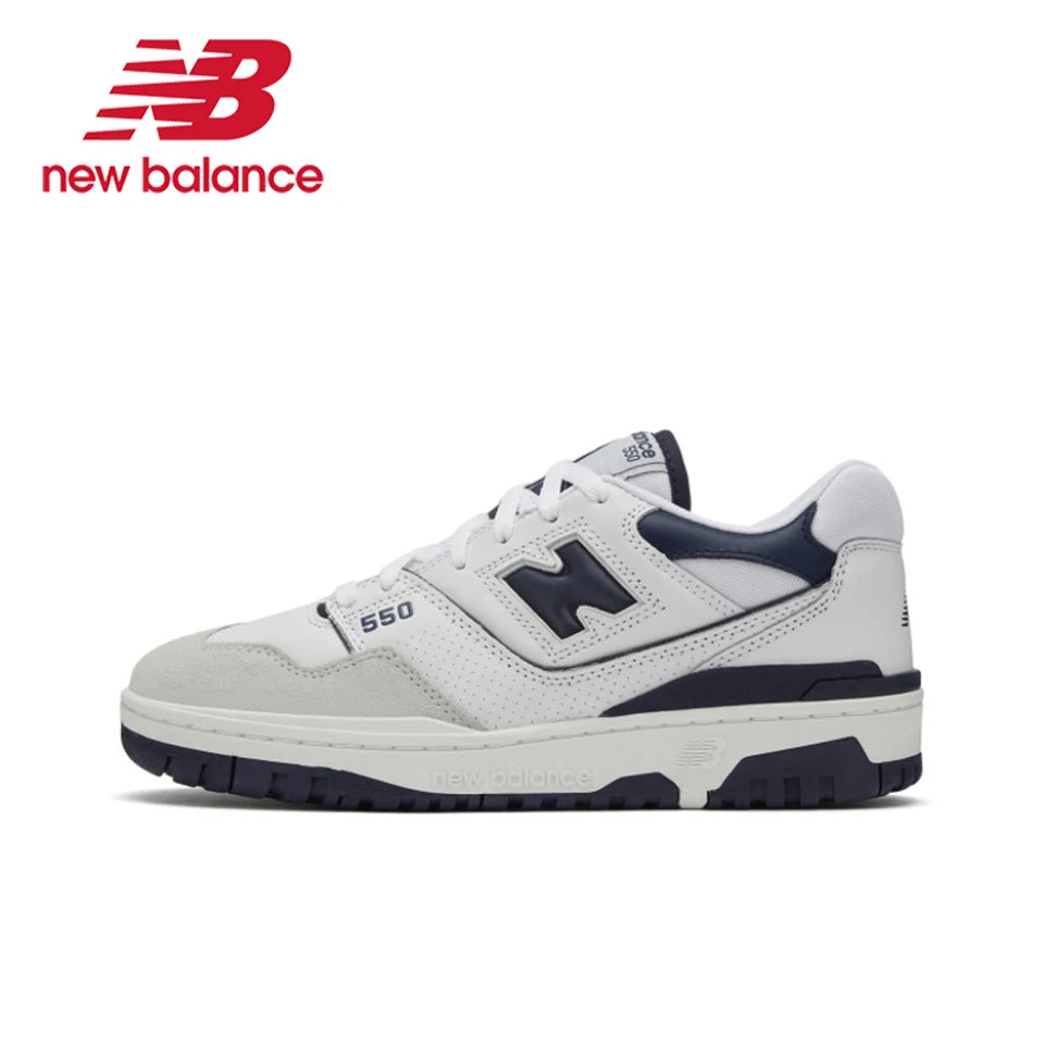 Original New Balance NB 550 Classic Vintage Kunstleder Casual Herren- und Damen-Laufschuhe Weiß Silber BB550PWA