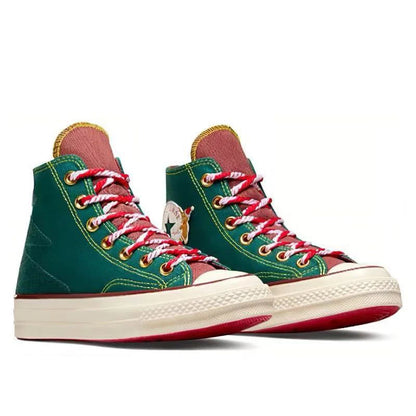 Converse 1970s versatile, wear-resistant, waterproof, lightweight, high top canvas shoes for both men and women, green color