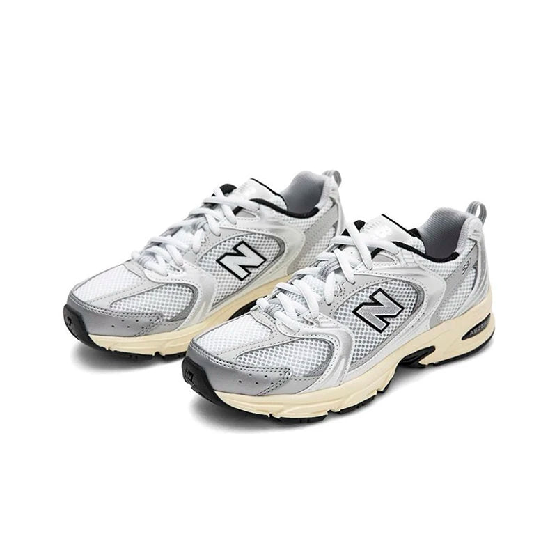 Original New Balance NB 530 Classic Vintage Mesh Stoff Kunstleder Casual Herren und Damen Laufschuhe Weiß Silber MR530SG