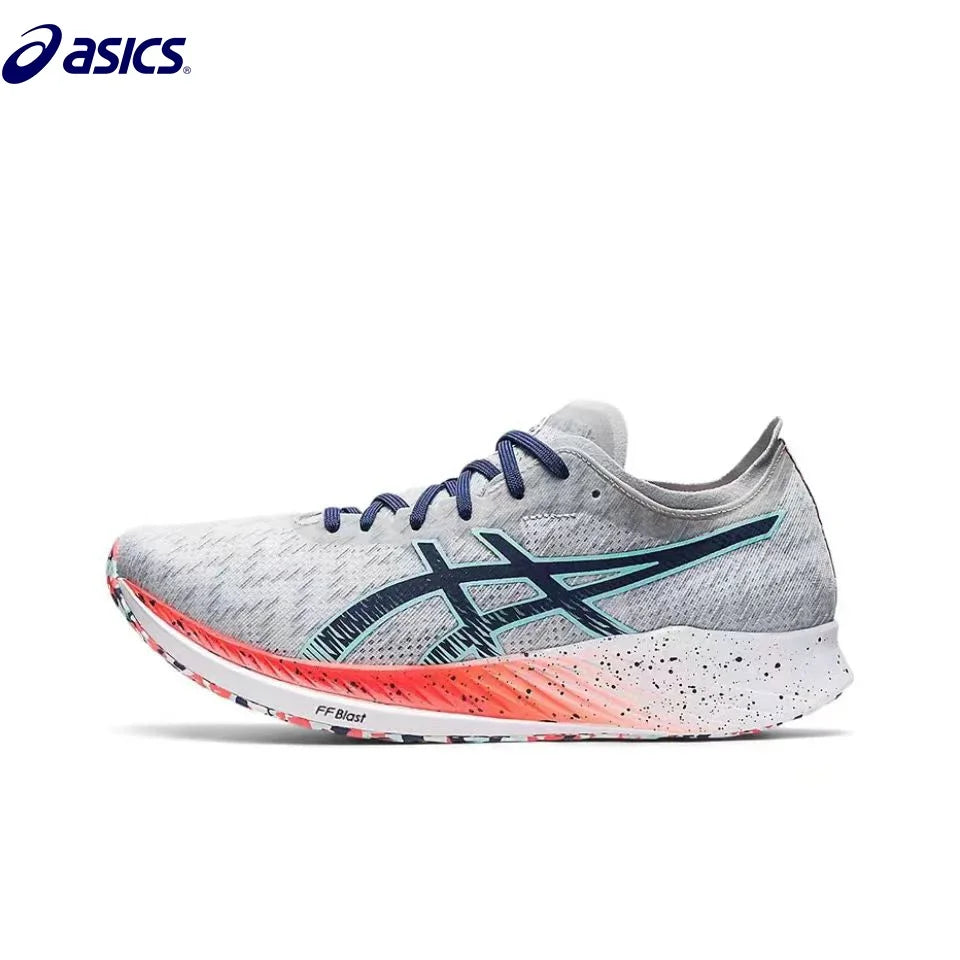 Asics Metaracer 1.0 Racing Mesh Fabric Low-Cut Carbon Plate Trainingslaufschuhe für Männer Grau Blau