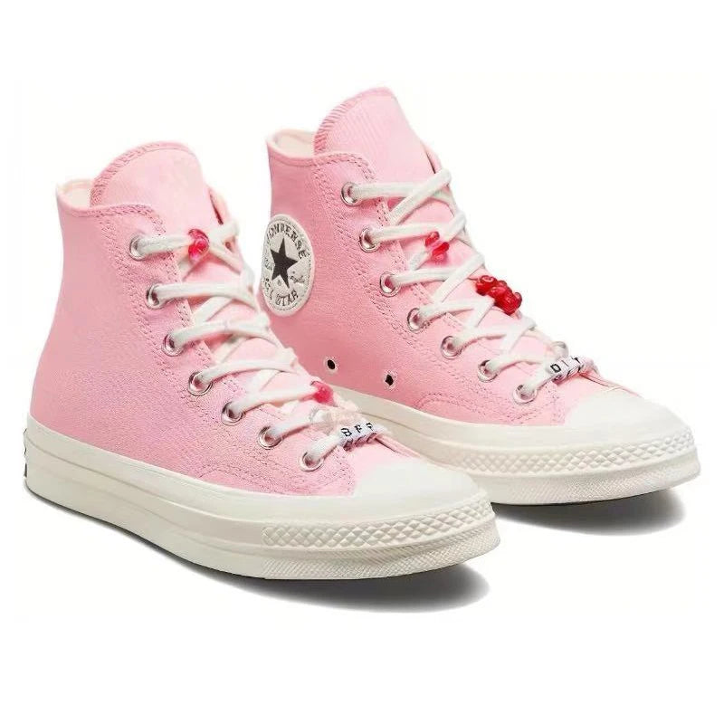 Converse 1970s simple comfortable anti slip wear-resistant high top canvas shoes for women, pink