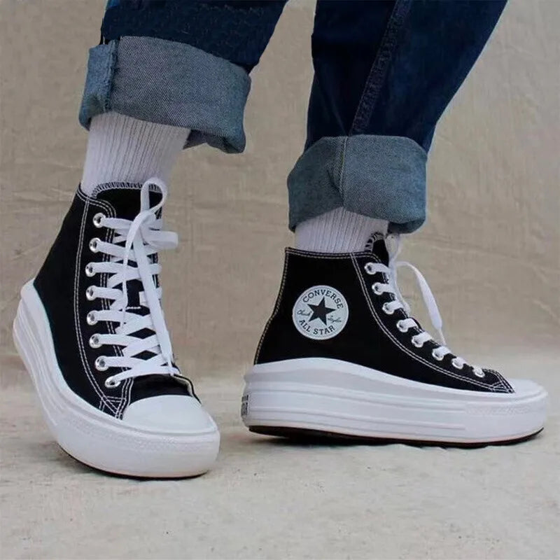 Converse canvas shoes women's shoes 2024 winter new fashion light shoes thick soles increase sports casual shoes 568497