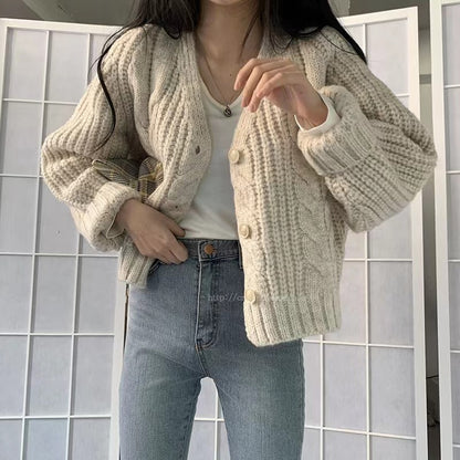 Women's Plus Size Loose And Lazy Style Knitted Sweater Coat Cardigan